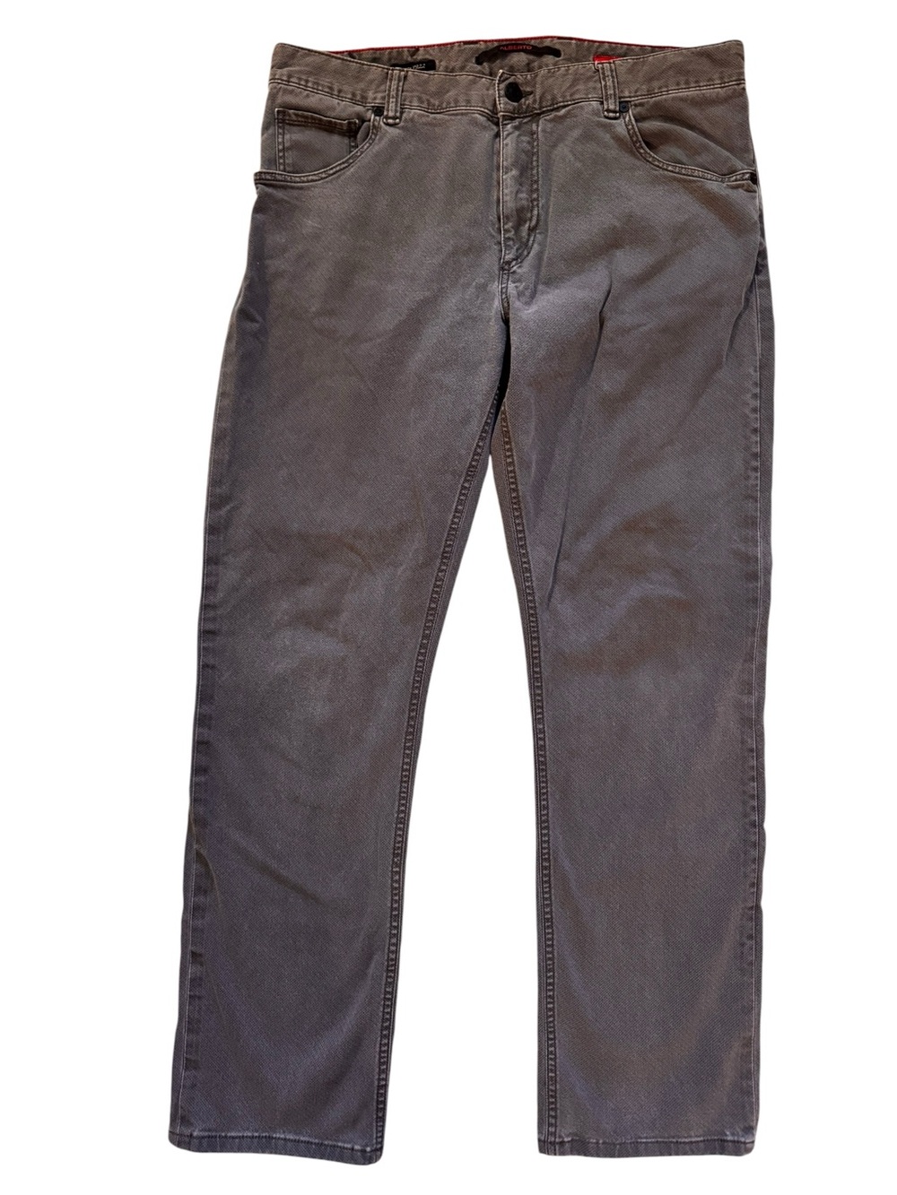 Alberto Stone Modern Fit Gray Gabardine Jeans Size 34x30 Cotton Blend Stretch